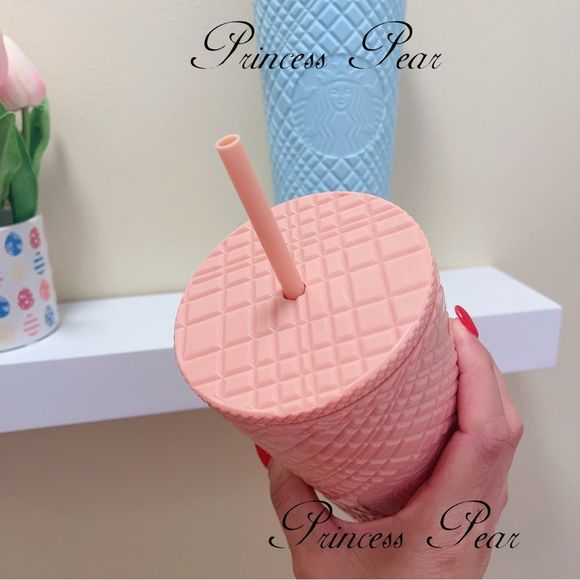 2022 Starbucks Siren Anniversary Coral Pink & Mint Blue Jewel Cold Cup Tumbler - Picture 4 of 12